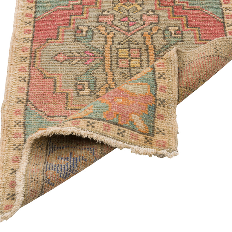 Alfombra Vintage Turca Anudada a Mano - 52 cm x 93 cm - K0086426